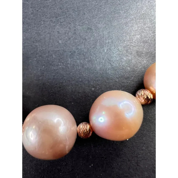 Cultured Freshwater Pearl Rose Gold Over Sterling Silver Necklace - Picture 9 of 11
